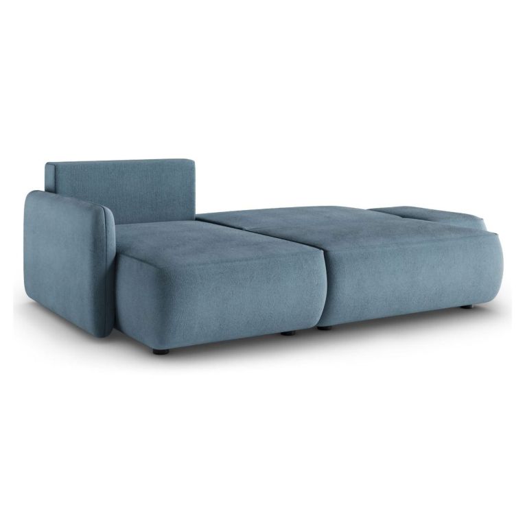Divano Letto con Penisola blu Petrolio Contenitore Reclinabile 229x148 cm, Cuscini Sfoderabili - Rezzo