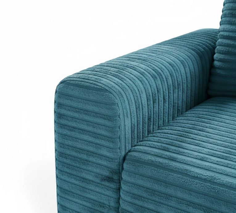Divano Letto con Penisola blu Petrolio Contenitore Reclinabile 268x163 cm, Cuscini Sfoderabili - Folgarida