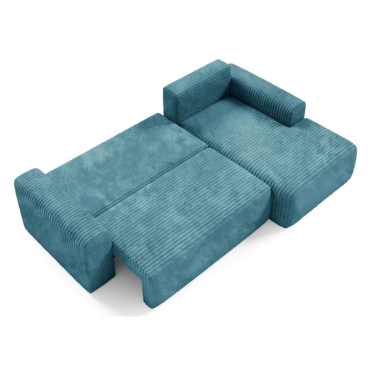 Divano Letto con Penisola blu Petrolio Contenitore Reclinabile 268x163 cm, Cuscini Sfoderabili - Folgarida