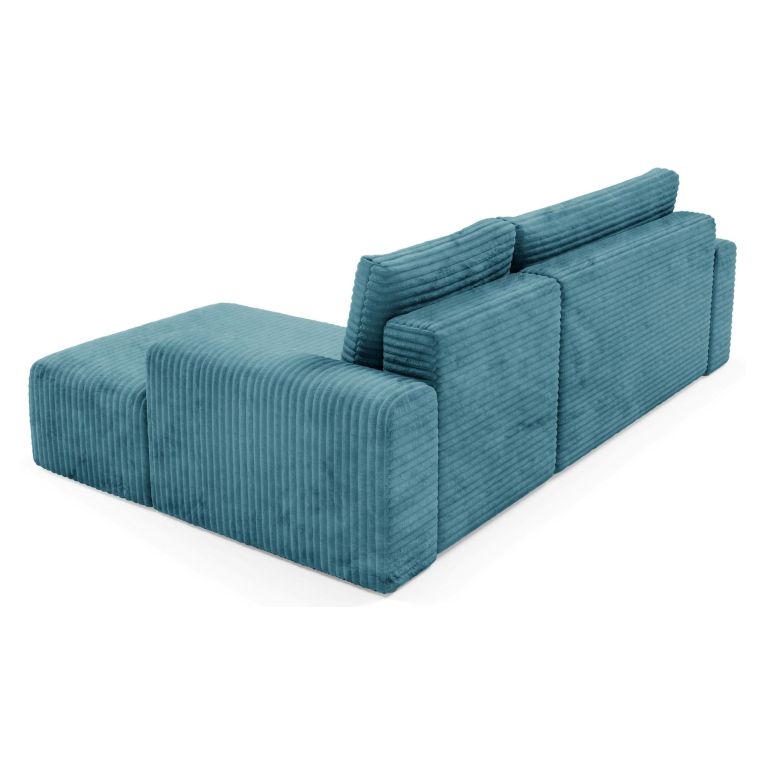 Divano Letto con Penisola blu Petrolio Contenitore Reclinabile 268x163 cm, Cuscini Sfoderabili - Folgarida