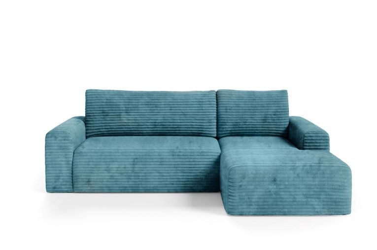 Divano Letto con Penisola blu Petrolio Contenitore Reclinabile 268x163 cm, Cuscini Sfoderabili - Folgarida
