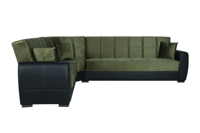 Divano letto con penisola Dgytkja, 305x238h91 cm, Nero e Grigio Scuro