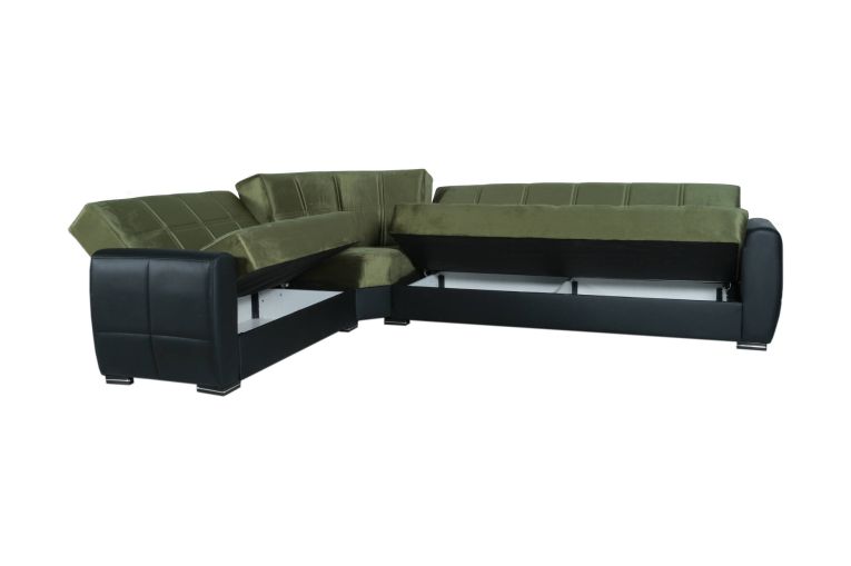 Divano letto con penisola Dgytkja, 305x238h91 cm, Nero e Grigio Scuro