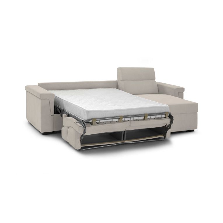 Divano letto con penisola Esca, 285x160 h100 cm, Beige