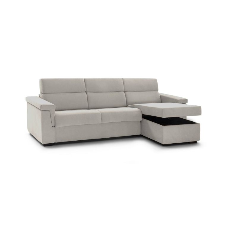 Divano letto con penisola Esca, 285x160 h100 cm, Beige