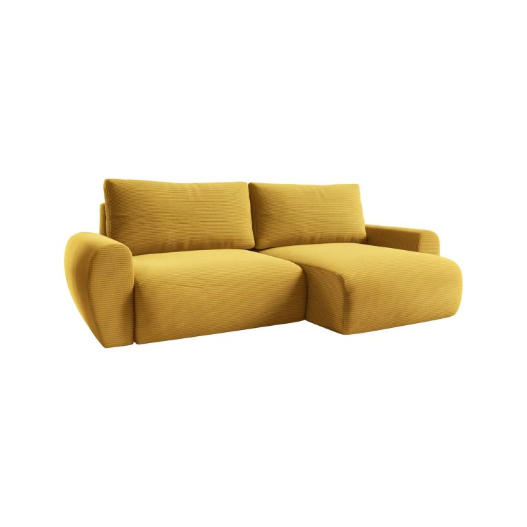 Divano Letto con Penisola Giallo Contenitore Reversibile 253x153 cm, Reclinabile - Paullo