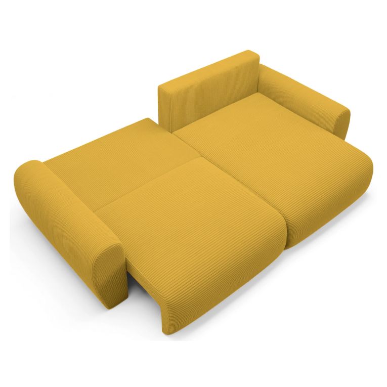 Divano Letto con Penisola Giallo Contenitore Reversibile 253x153 cm, Reclinabile - Paullo