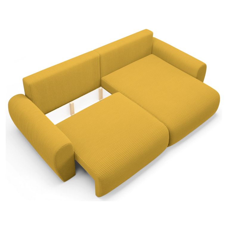 Divano Letto con Penisola Giallo Contenitore Reversibile 253x153 cm, Reclinabile - Paullo