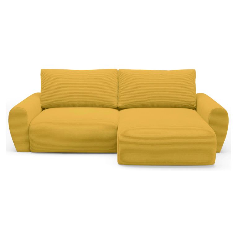 Divano Letto con Penisola Giallo Contenitore Reversibile 253x153 cm, Reclinabile - Paullo