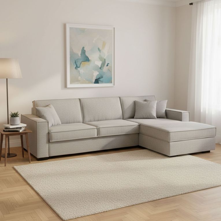 Divano letto con penisola grigio 280x95cm - Achico