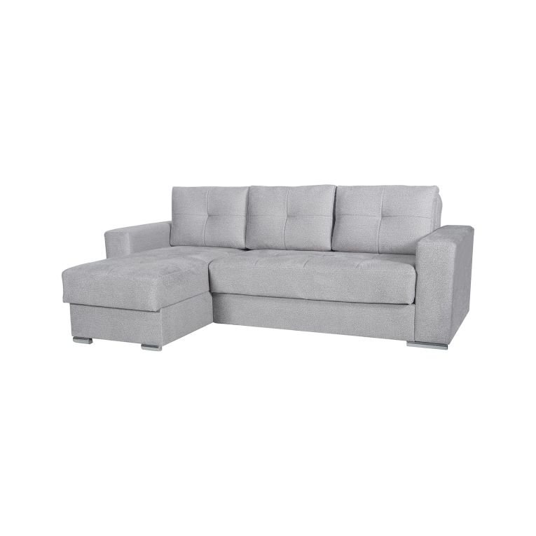 Divano Letto con Penisola Grigio Chiaro Contenitore 236x156 cm, Lavabile - Cesaro