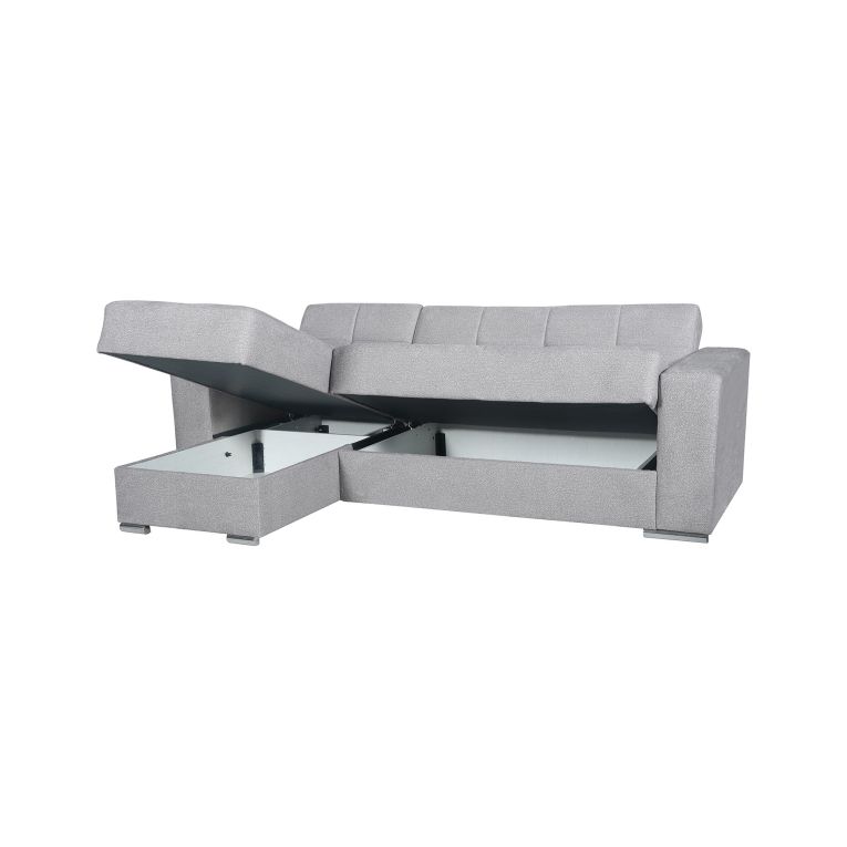 Divano Letto con Penisola Grigio Chiaro Contenitore 236x156 cm, Lavabile - Cesaro