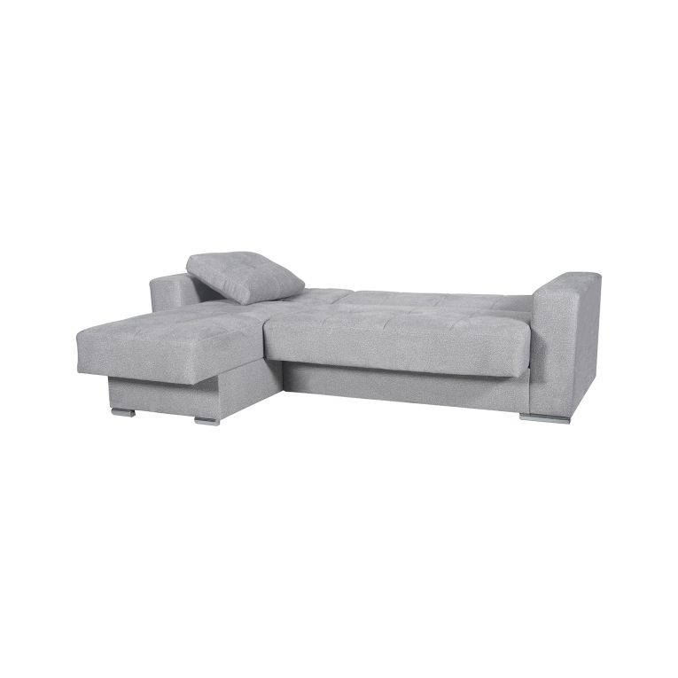 Divano Letto con Penisola Grigio Chiaro Contenitore 236x156 cm, Lavabile - Cesaro