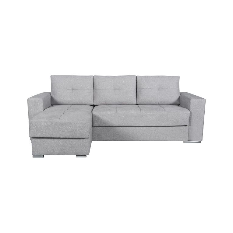 Divano Letto con Penisola Grigio Chiaro Contenitore 236x156 cm, Lavabile - Cesaro