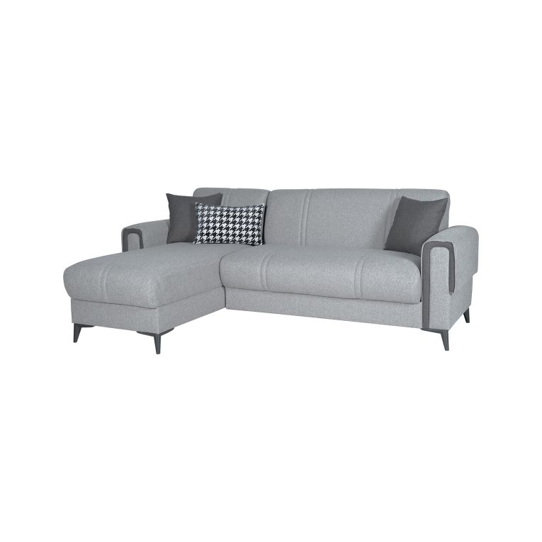 Divano Letto con Penisola Grigio Chiaro Grigio Scuro Contenitore 238x158 cm, Lavabile - Ogna