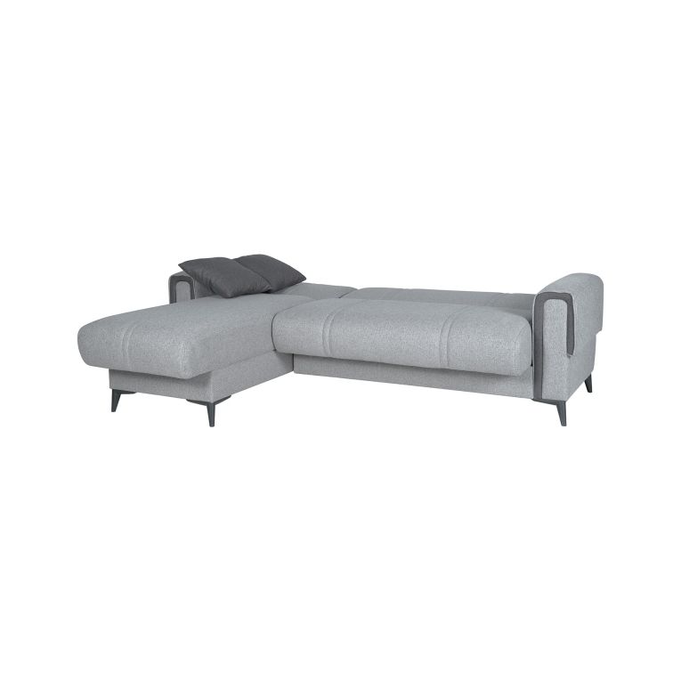 Divano Letto con Penisola Grigio Chiaro Grigio Scuro Contenitore 238x158 cm, Lavabile - Ogna