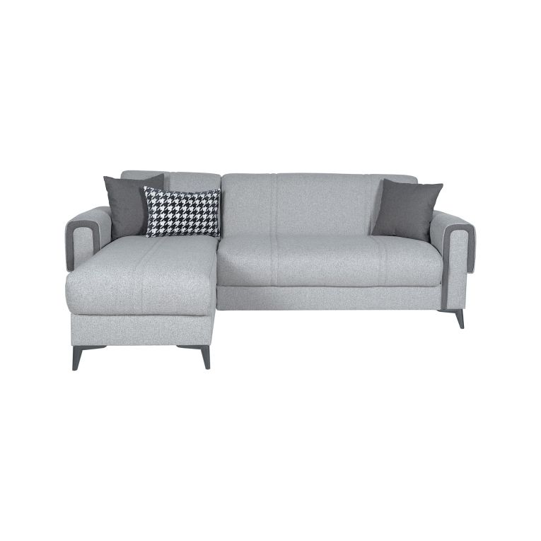 Divano Letto con Penisola Grigio Chiaro Grigio Scuro Contenitore 238x158 cm, Lavabile - Ogna