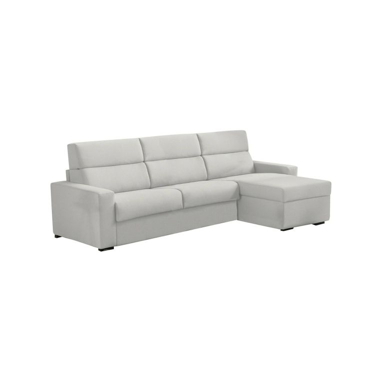 Divano Letto con Penisola Grigio Chiaro Multiposizione Contenitore 280x160 cm, Idrorepellente Sfoderabile Trasformabile in Letto Made in Italy