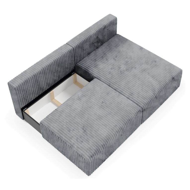 Divano Letto con Penisola Grigio Contenitore Cuscini Sfoderabili 210x149 cm, Reclinabile - Pergola