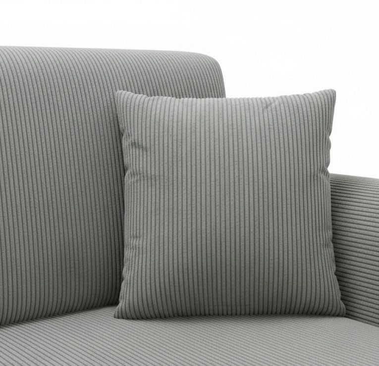 Divano Letto con Penisola Grigio Contenitore Cuscini Sfoderabili 245x185 cm, Reclinabile - Ranco