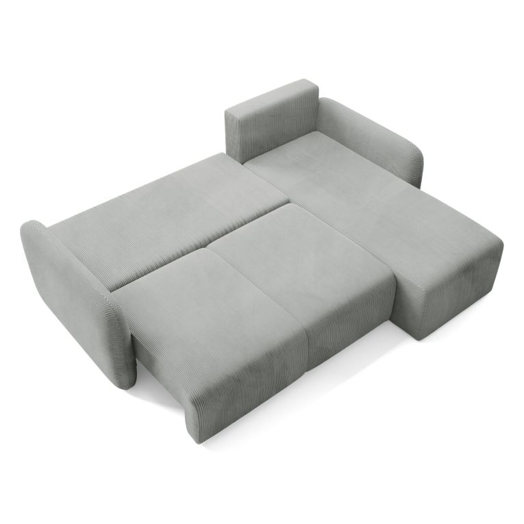 Divano Letto con Penisola Grigio Contenitore Cuscini Sfoderabili 245x185 cm, Reclinabile - Ranco