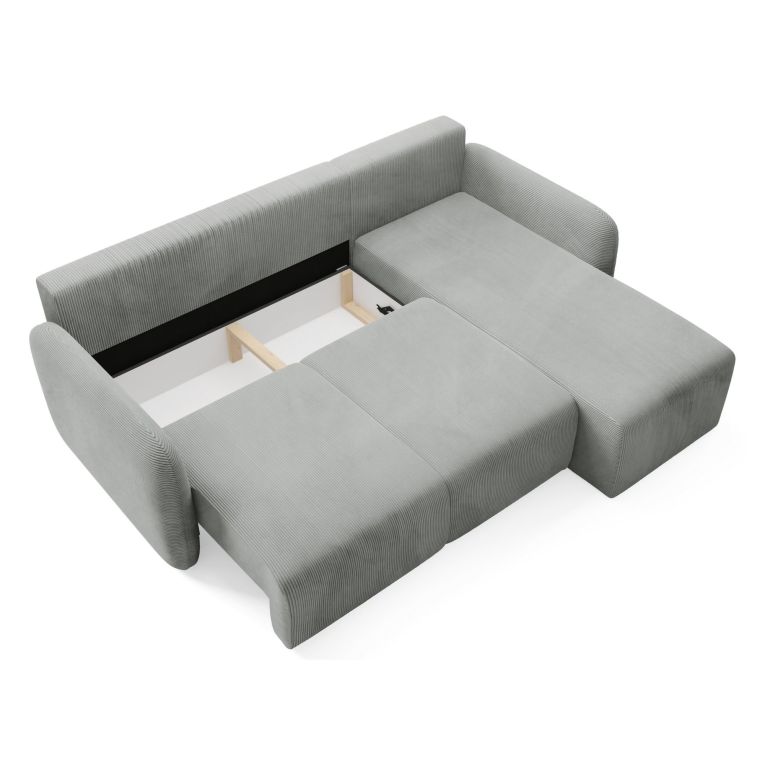 Divano Letto con Penisola Grigio Contenitore Cuscini Sfoderabili 245x185 cm, Reclinabile - Ranco