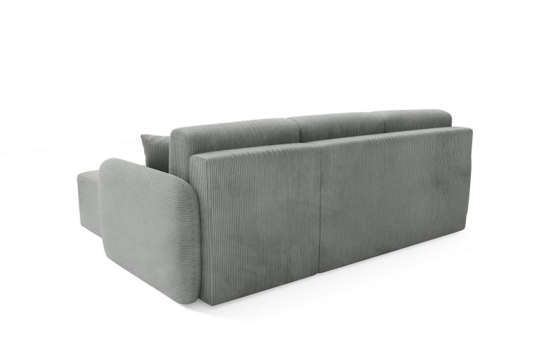Divano Letto con Penisola Grigio Contenitore Cuscini Sfoderabili 245x185 cm, Reclinabile - Ranco