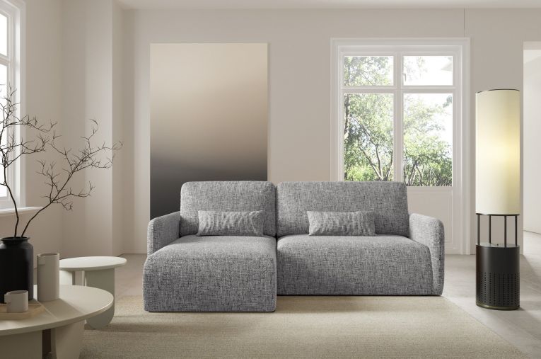 Divano Letto con Penisola Grigio Contenitore Reclinabile 207x148 cm, Reversibile - Pagno