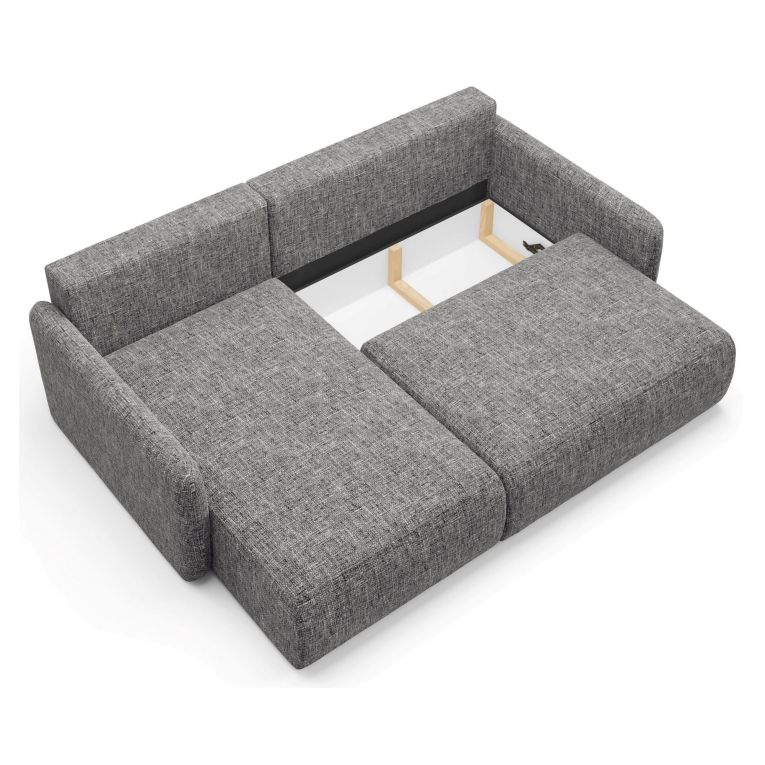 Divano Letto con Penisola Grigio Contenitore Reclinabile 207x148 cm, Reversibile - Pagno