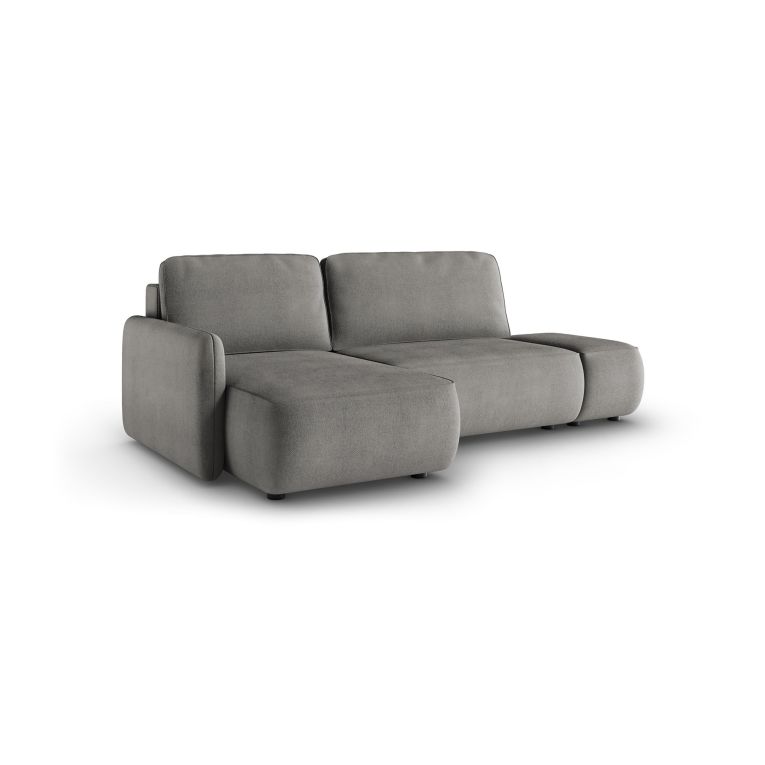 Divano Letto con Penisola Grigio Contenitore Reclinabile 229x148 cm, Cuscini Sfoderabili - Rezzo