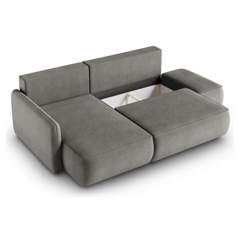 Divano Letto con Penisola Grigio Contenitore Reclinabile 229x148 cm, Cuscini Sfoderabili - Rezzo