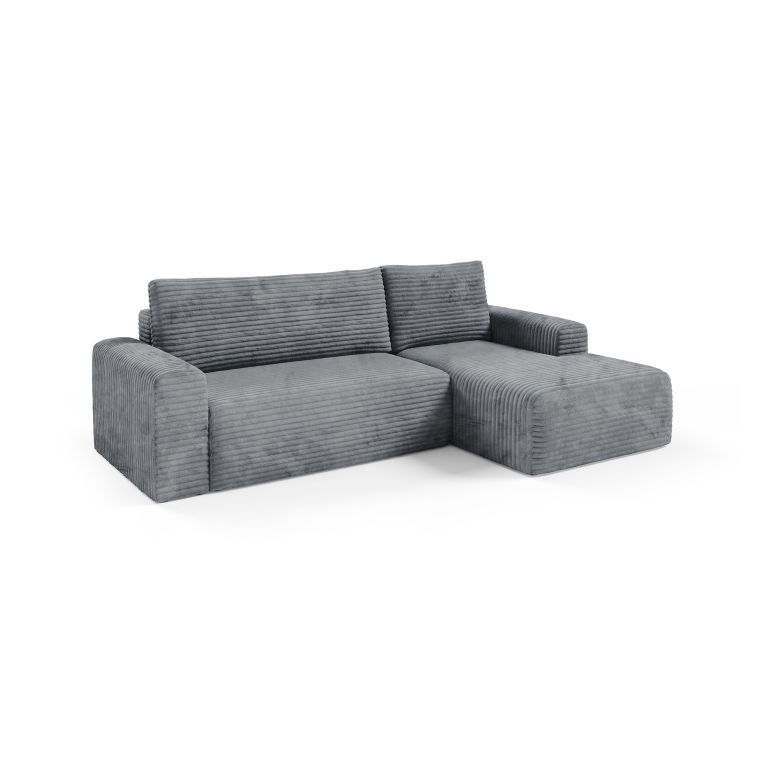 Divano Letto con Penisola Grigio Contenitore Reclinabile 268x163 cm, Cuscini Sfoderabili - Folgarida