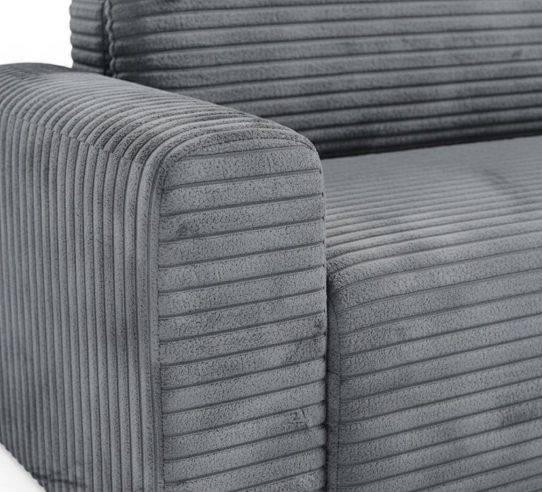 Divano Letto con Penisola Grigio Contenitore Reclinabile 268x163 cm, Cuscini Sfoderabili - Folgarida