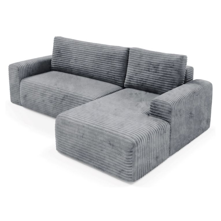 Divano Letto con Penisola Grigio Contenitore Reclinabile 268x163 cm, Cuscini Sfoderabili - Folgarida