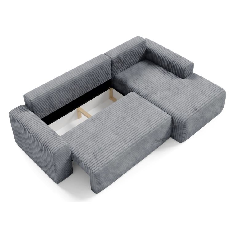 Divano Letto con Penisola Grigio Contenitore Reclinabile 268x163 cm, Cuscini Sfoderabili - Folgarida
