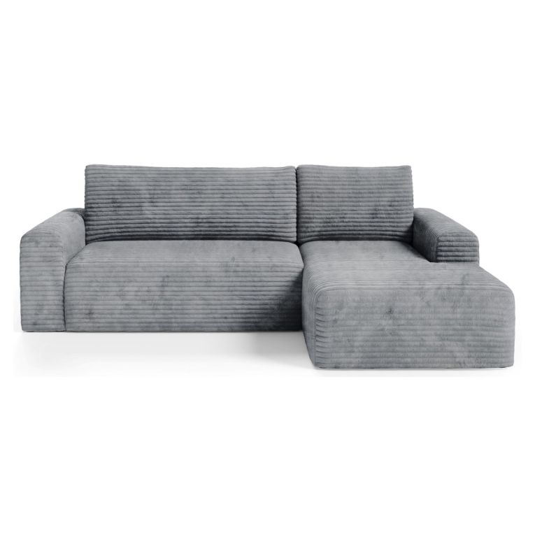 Divano Letto con Penisola Grigio Contenitore Reclinabile 268x163 cm, Cuscini Sfoderabili - Folgarida