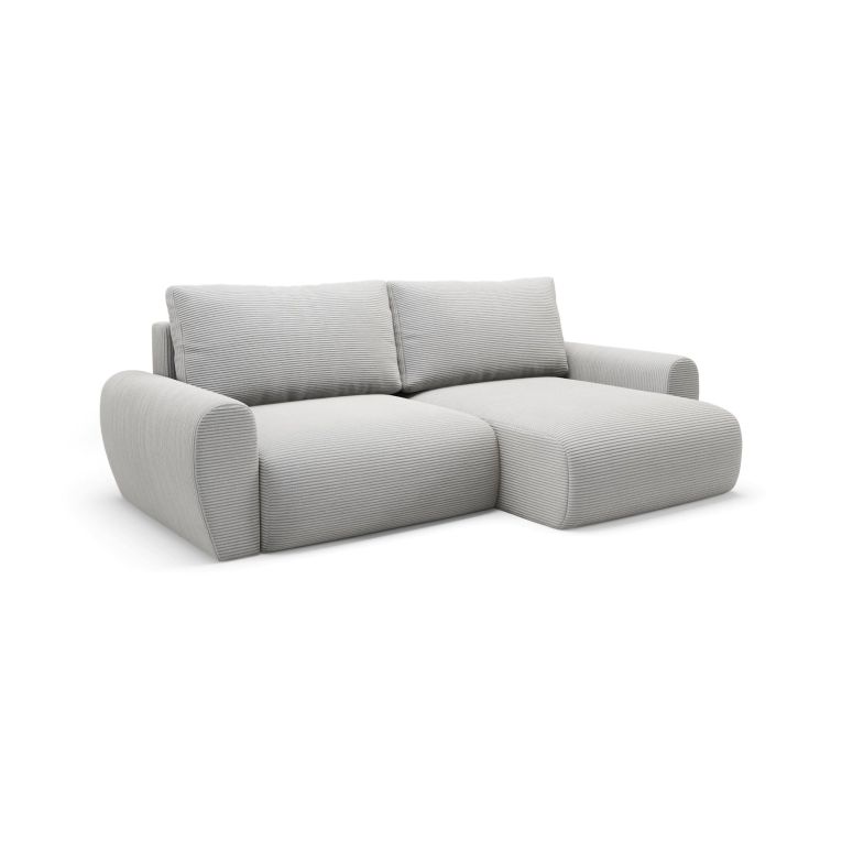 Divano Letto con Penisola Grigio Contenitore Reversibile 253x153 cm, Reclinabile - Paullo
