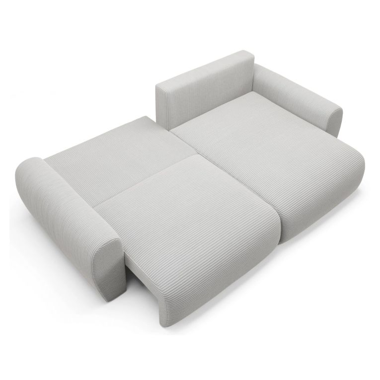 Divano Letto con Penisola Grigio Contenitore Reversibile 253x153 cm, Reclinabile - Paullo