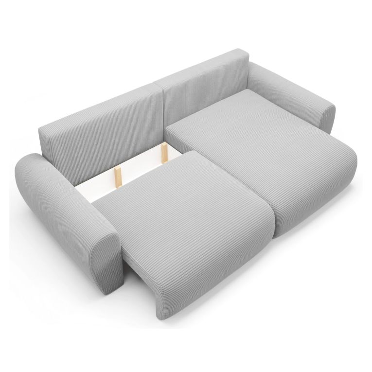 Divano Letto con Penisola Grigio Contenitore Reversibile 253x153 cm, Reclinabile - Paullo