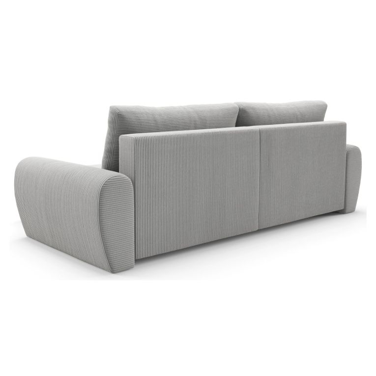 Divano Letto con Penisola Grigio Contenitore Reversibile 253x153 cm, Reclinabile - Paullo