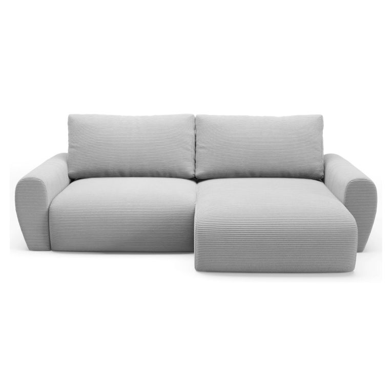 Divano Letto con Penisola Grigio Contenitore Reversibile 253x153 cm, Reclinabile - Paullo