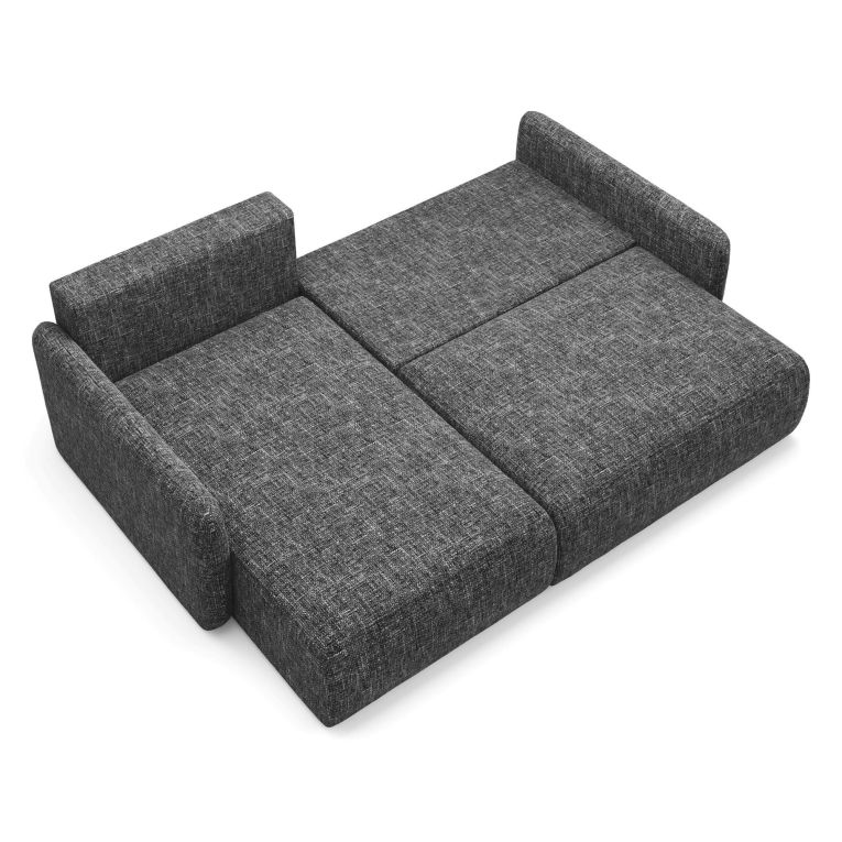 Divano Letto con Penisola Grigio Scuro Contenitore Reclinabile 207x148 cm, Reversibile - Pagno