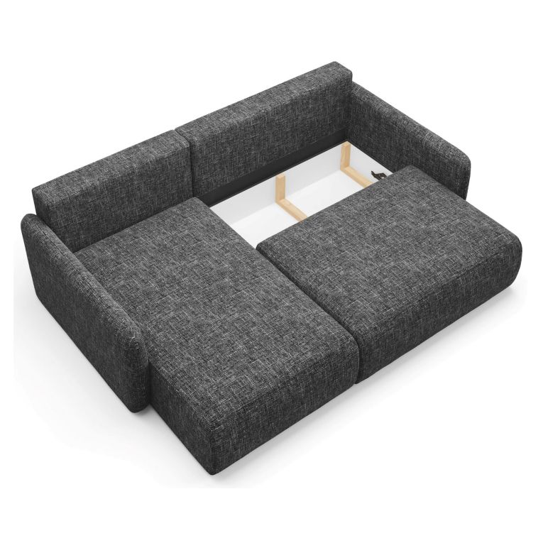 Divano Letto con Penisola Grigio Scuro Contenitore Reclinabile 207x148 cm, Reversibile - Pagno