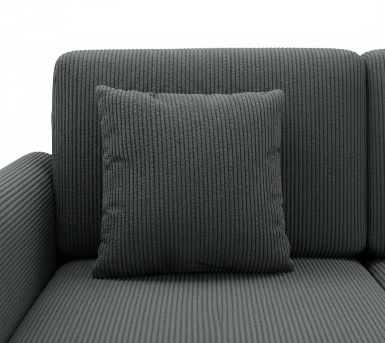 Divano Letto con Penisola Grigio Scuro Contenitore Reclinabile 245x185 cm, Reversibile - Ranco