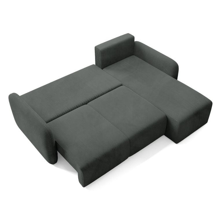 Divano Letto con Penisola Grigio Scuro Contenitore Reclinabile 245x185 cm, Reversibile - Ranco