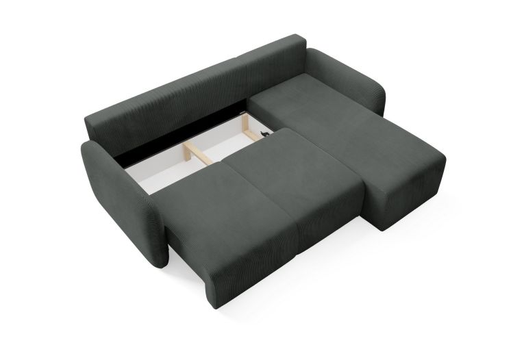 Divano Letto con Penisola Grigio Scuro Contenitore Reclinabile 245x185 cm, Reversibile - Ranco