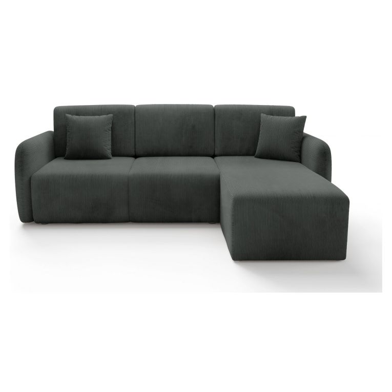 Divano Letto con Penisola Grigio Scuro Contenitore Reclinabile 245x185 cm, Reversibile - Ranco