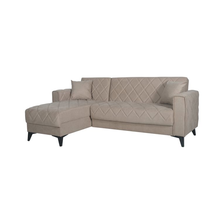 Divano Letto con Penisola Grigio Scuro Nero Contenitore 228x149 cm, Lavabile - Chienes