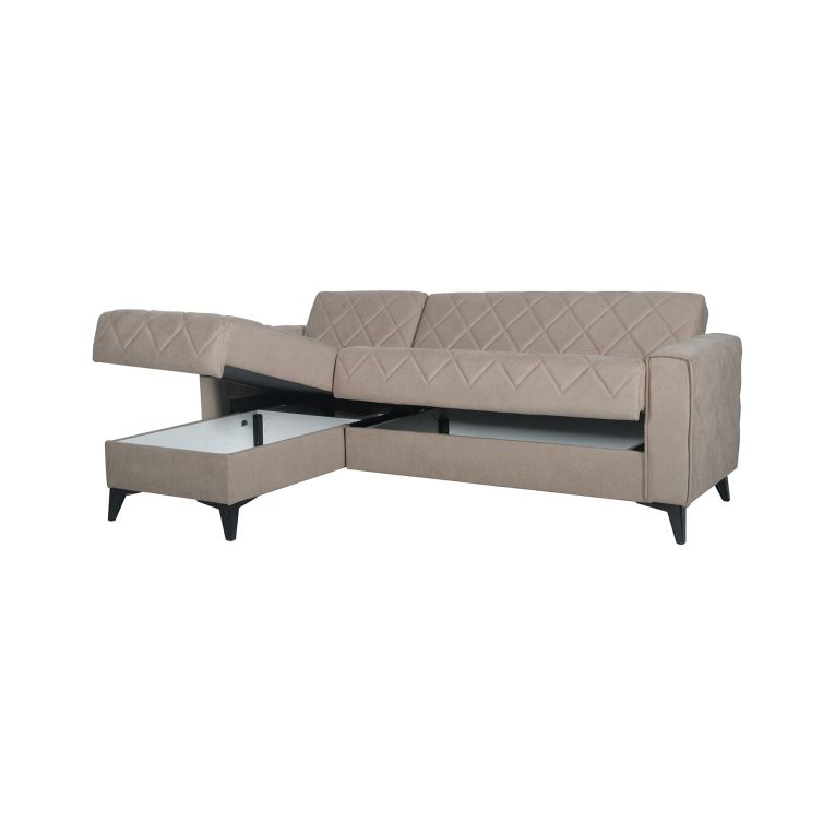 Divano Letto con Penisola Grigio Scuro Nero Contenitore 228x149 cm, Lavabile - Chienes