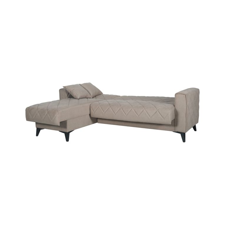 Divano Letto con Penisola Grigio Scuro Nero Contenitore 228x149 cm, Lavabile - Chienes